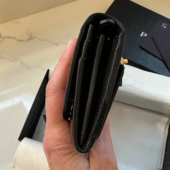 Prada Black Wallet with Gold Logo - Picture 9 of 14